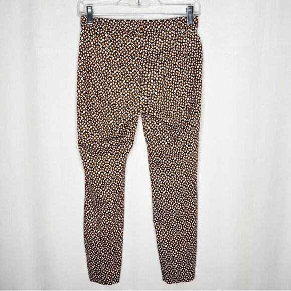 H&M / orange black white geometric patterned straight leg ankle pants / 4 - Picture 2 of 7